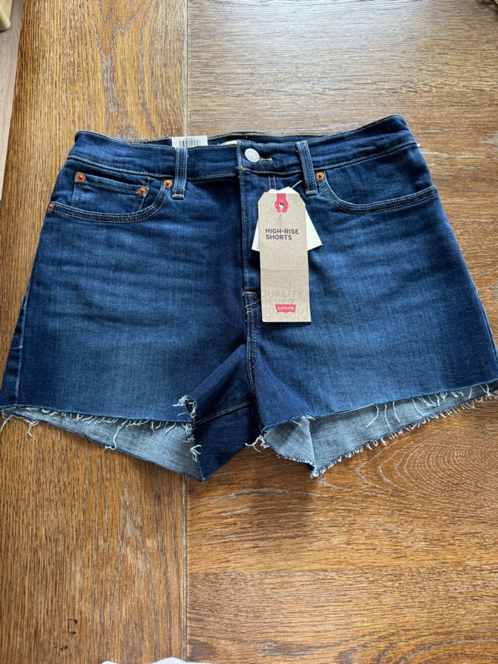 Levi's Dark Blue High-Rise Cutoff Denim Shorts